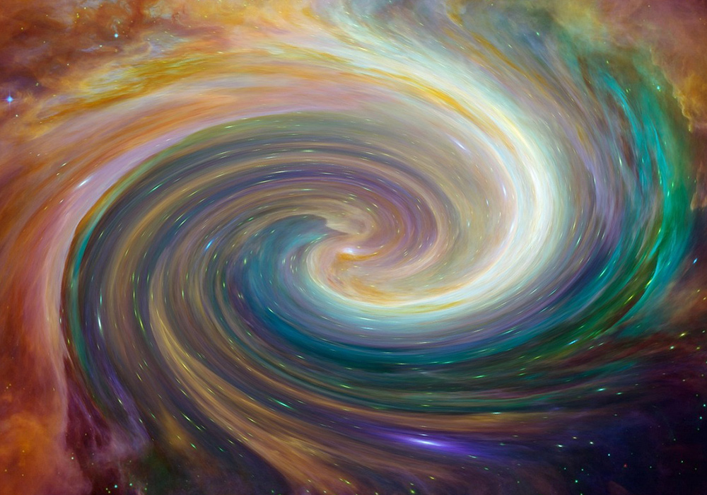 Eine bunte Galaxie im Universum
